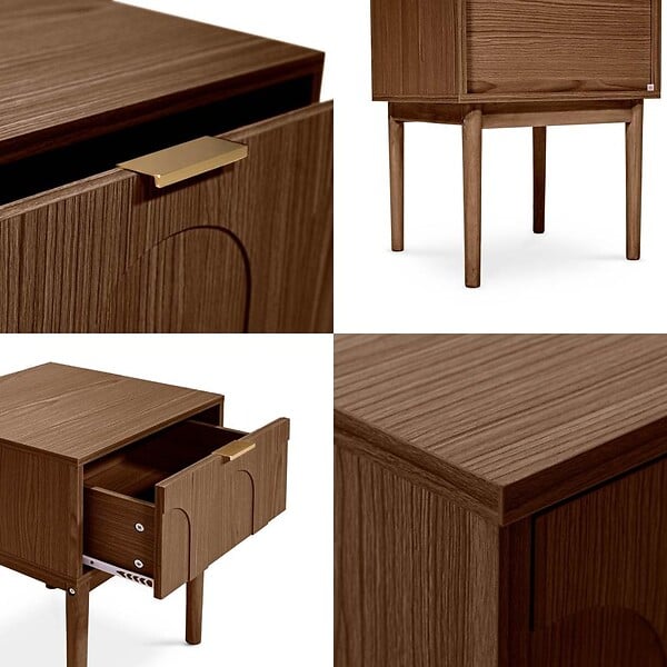 SICAAN - Sicaan Table de chevet lot de 2 finition noyer 1 tiroir - NOLAN - large