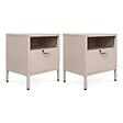 SICAAN - Sicaan Table de chevet lot de 2 industrielle en métal 1 tiroir 1 niche beige - THEA - vignette