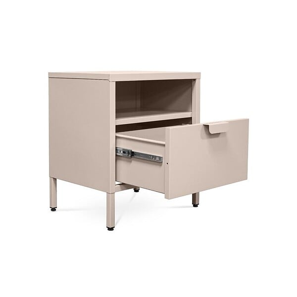 SICAAN - Sicaan Table de chevet lot de 2 industrielle en métal 1 tiroir 1 niche beige - THEA - large