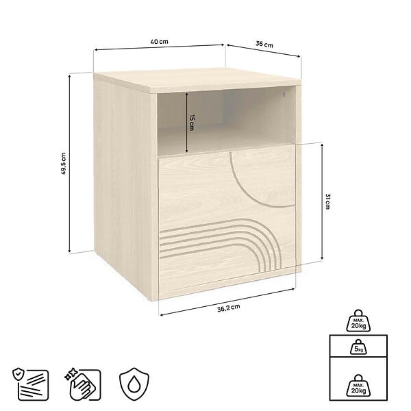 SICAAN - Sicaan Lot de 2 tables de chevet scandinaves 1 porte finition chêne SASKIA chêne - large