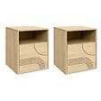 SICAAN - Sicaan Lot de 2 tables de chevet scandinaves 1 porte finition chêne SASKIA chêne - vignette