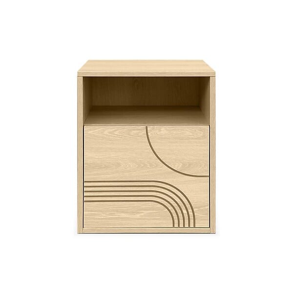 SICAAN - Sicaan Lot de 2 tables de chevet scandinaves 1 porte finition chêne SASKIA chêne - large