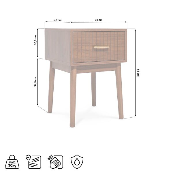 SICAAN - Sicaan Lot de 2 tables de chevet noyer MILO rétro - large