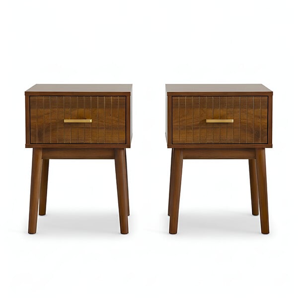 SICAAN - Sicaan Lot de 2 tables de chevet noyer MILO rétro - large