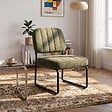 SICAAN - Sicaan Fauteuil kaki rembourré pieds métal noir et tissu chenille - PAOLA - vignette