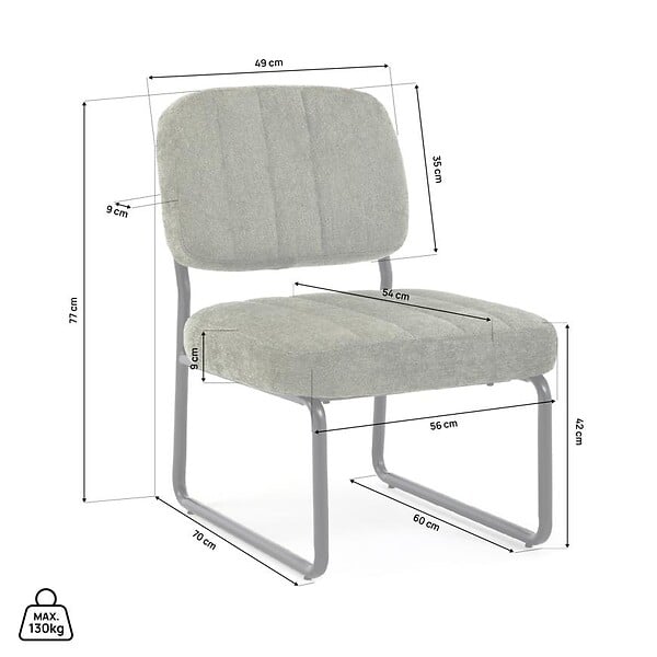 SICAAN - Sicaan Fauteuil kaki rembourré pieds métal noir et tissu chenille - PAOLA - large