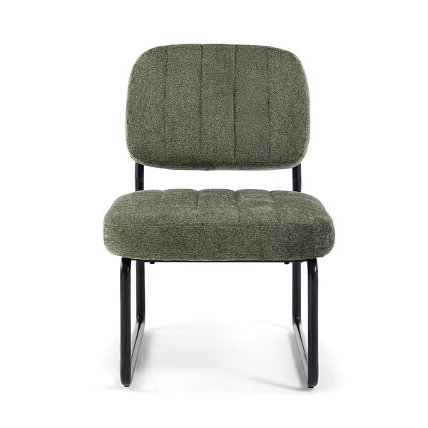 SICAAN - Sicaan Fauteuil kaki rembourré pieds métal noir et tissu chenille - PAOLA - large