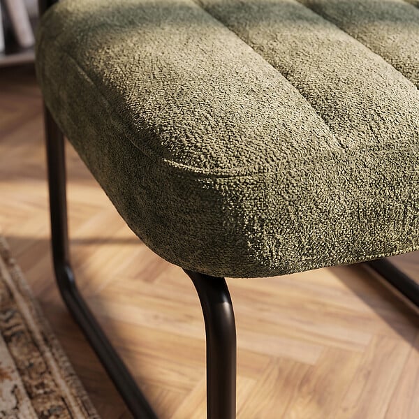 SICAAN - Sicaan Fauteuil kaki rembourré pieds métal noir et tissu chenille - PAOLA - large