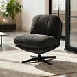 SICAAN - Sicaan Fauteuil pivotant moderne LENA velours côtelé anthracite - vignette