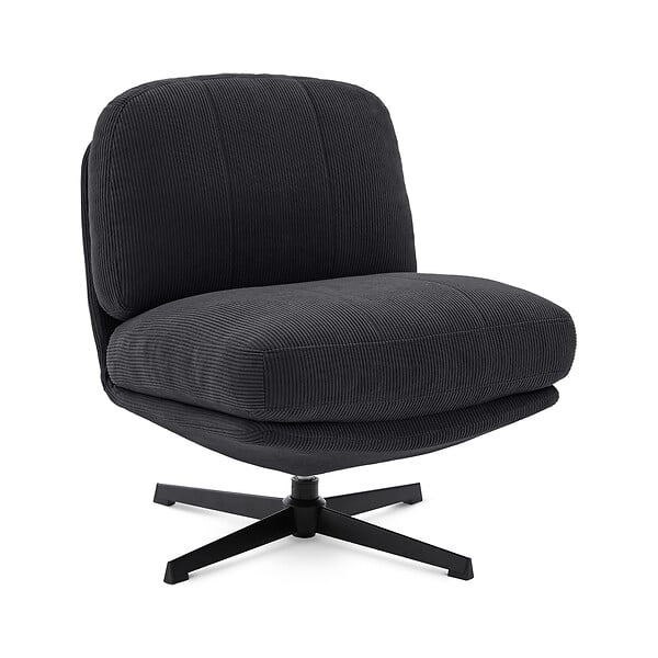 SICAAN - Sicaan Fauteuil pivotant moderne LENA velours côtelé anthracite - large