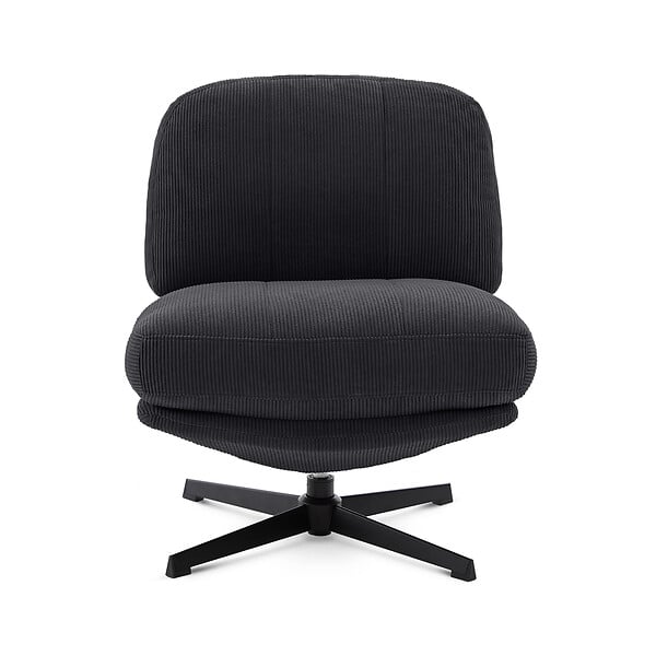 SICAAN - Sicaan Fauteuil pivotant moderne LENA velours côtelé anthracite - large