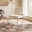 SICAAN - Sicaan Fauteuil beige rembourré pieds chromés et tissu chenille - PAOLA - vignette