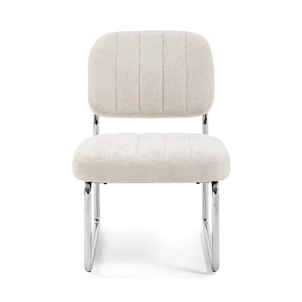 SICAAN - Sicaan Fauteuil beige rembourré pieds chromés et tissu chenille - PAOLA - large
