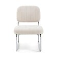 SICAAN - Sicaan Fauteuil beige rembourré pieds chromés et tissu chenille - PAOLA - vignette