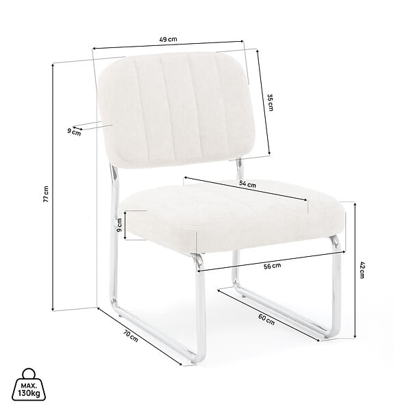 SICAAN - Sicaan Fauteuil beige rembourré pieds chromés et tissu chenille - PAOLA - large