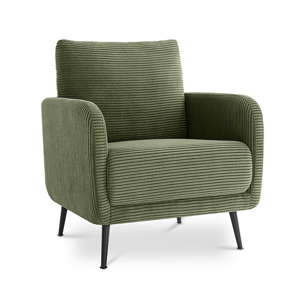SICAAN - Sicaan Fauteuil design EMMA en velours côtelé vert sauge - large