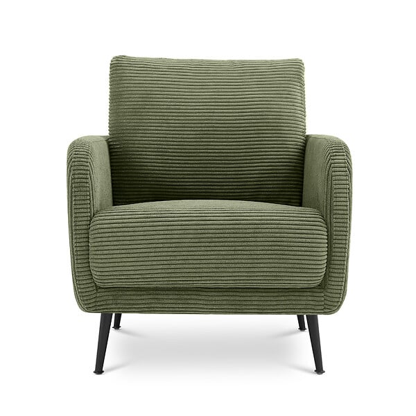 SICAAN - Sicaan Fauteuil design EMMA en velours côtelé vert sauge - large