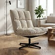 SICAAN - Sicaan Fauteuil pivotant moderne TAO velours côtelé beige - vignette