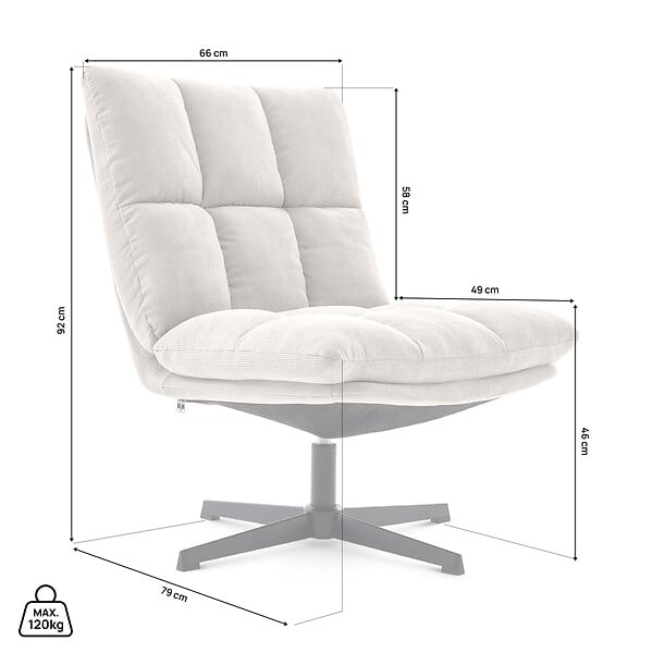 SICAAN - Sicaan Fauteuil pivotant moderne TAO velours côtelé beige - large