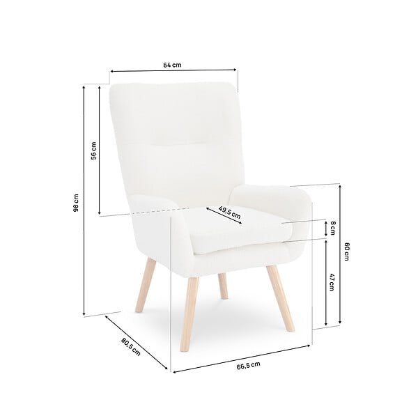 SICAAN - Sicaan Fauteuil scandinave moderne GAÏA tissu bouclette blanc - large