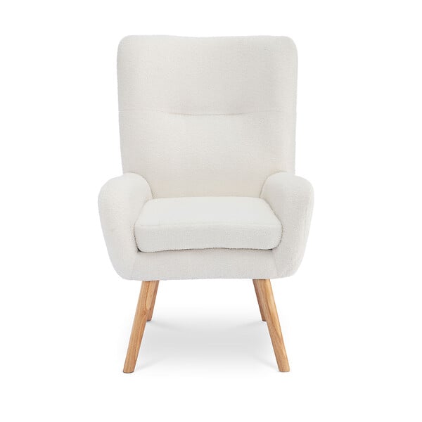 SICAAN - Sicaan Fauteuil scandinave moderne GAÏA tissu bouclette blanc - large