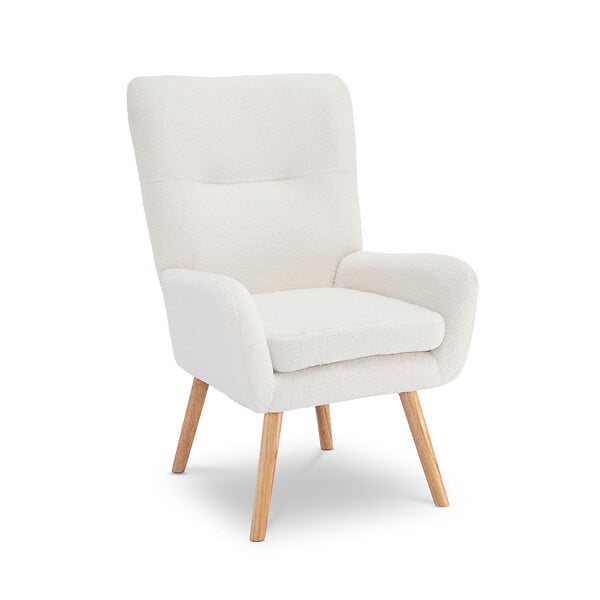 SICAAN - Sicaan Fauteuil scandinave moderne GAÏA tissu bouclette blanc - large