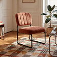 SICAAN - Sicaan Fauteuil terracotta rembourré pieds métal noir et tissu chenille - PAOLA - vignette