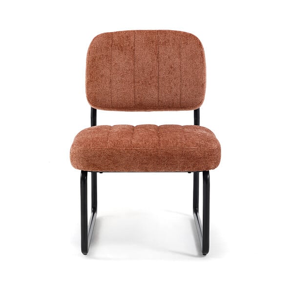 SICAAN - Sicaan Fauteuil terracotta rembourré pieds métal noir et tissu chenille - PAOLA - large