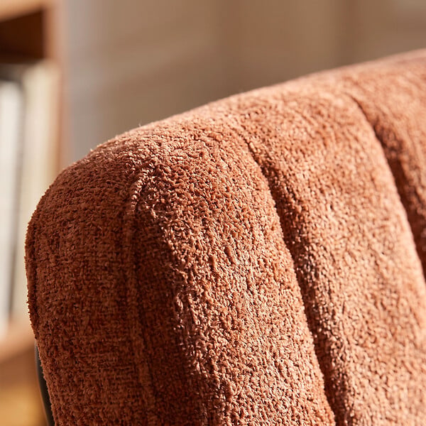 SICAAN - Sicaan Fauteuil terracotta rembourré pieds métal noir et tissu chenille - PAOLA - large