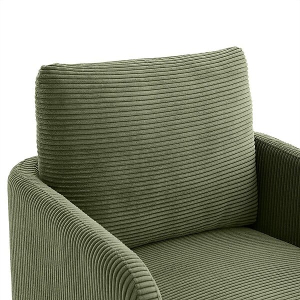 SICAAN - Sicaan Fauteuil design EMMA velours côtelé vert sauge - large