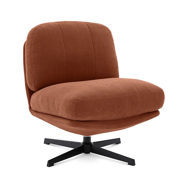 SICAAN - Sicaan Fauteuil pivotant moderne LENA velours côtelé terracotta - large