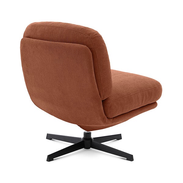 SICAAN - Sicaan Fauteuil pivotant moderne LENA velours côtelé terracotta - large