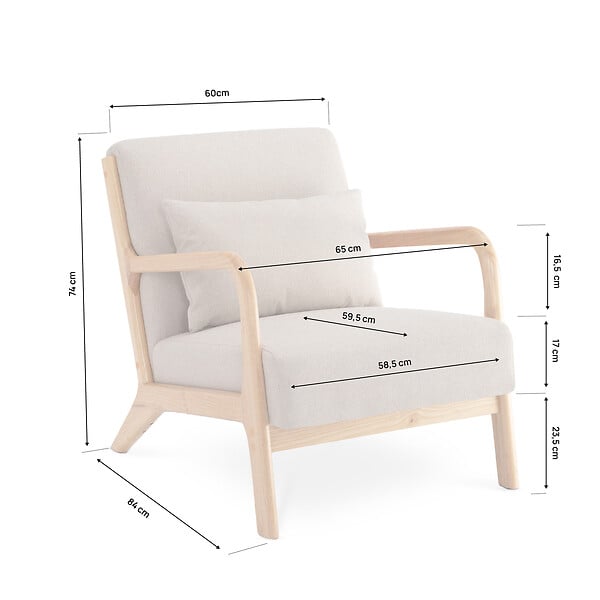 SICAAN - Sicaan Fauteuil scandinave vintage MARIE lin beige et bois - large