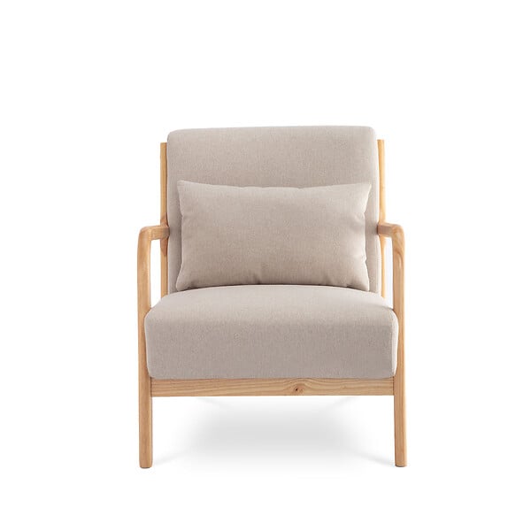 SICAAN - Sicaan Fauteuil scandinave vintage MARIE lin beige et bois - large