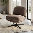 SICAAN - Sicaan Fauteuil pivotant moderne LENA velours côtelé taupe - vignette