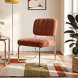 SICAAN - Sicaan Fauteuil terracotta rembourré pieds chromés et tissu chenille - PAOLA - vignette