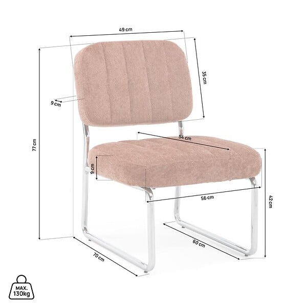 SICAAN - Sicaan Fauteuil terracotta rembourré pieds chromés et tissu chenille - PAOLA - large