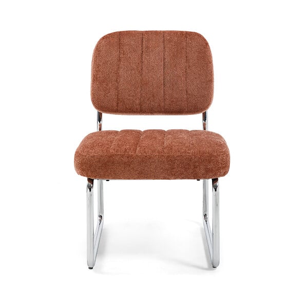 SICAAN - Sicaan Fauteuil terracotta rembourré pieds chromés et tissu chenille - PAOLA - large