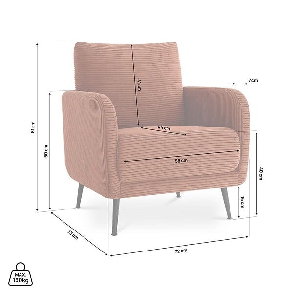SICAAN - Sicaan Fauteuil design EMMA velours côtelé terracotta - large
