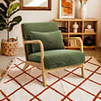 SICAAN - Sicaan Fauteuil scandinave vintage MARIE velours côtelé kaki et bois - vignette