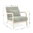 SICAAN - Sicaan Fauteuil scandinave vintage MARIE velours côtelé kaki et bois - vignette