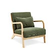 SICAAN - Sicaan Fauteuil scandinave vintage MARIE velours côtelé kaki et bois - vignette
