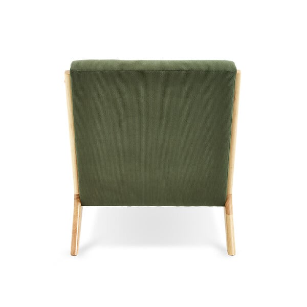 SICAAN - Sicaan Fauteuil scandinave vintage MARIE velours côtelé kaki et bois - large
