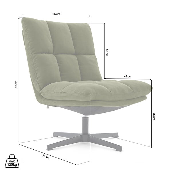 SICAAN - Sicaan Fauteuil pivotant moderne TAO velours côtelé kaki - large
