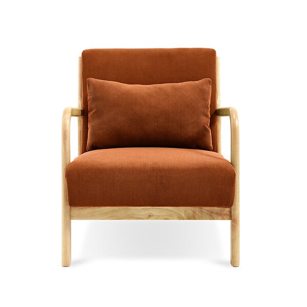 SICAAN - Sicaan Fauteuil scandinave vintage MARIE velours côtelé terracotta - large