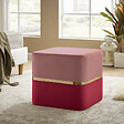 SICAAN - Sicaan Pouf Repose-Pieds Kate Velours Rose Framboise avec Base en Métal Doré – Tabouret Chic et Élégant Style Art – Ottoman Polyvalent et Confortable pour Salon, Chambre ou Bureau – 50 x 50 x 45  cm - vignette