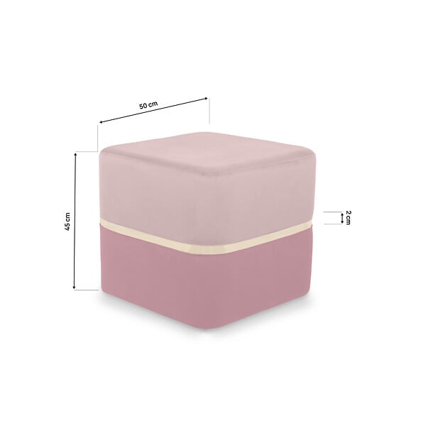SICAAN - Sicaan Pouf Repose-Pieds Kate Velours Rose Framboise avec Base en Métal Doré – Tabouret Chic et Élégant Style Art – Ottoman Polyvalent et Confortable pour Salon, Chambre ou Bureau – 50 x 50 x 45  cm - large