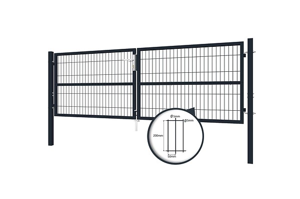 CASANOOV - Casanoov Portail battant grillagé 3 m RAZO H.100  cm Gris - large