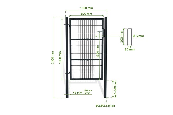 CASANOOV - Casanoov Portillon grillagé 1m RAZO H.160  cm Gris - large