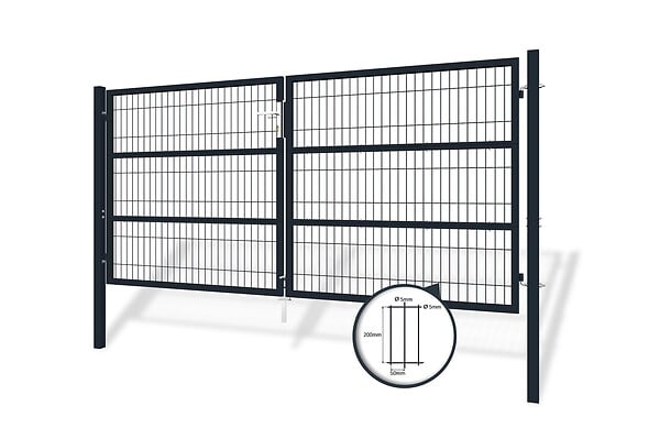 CASANOOV - Casanoov Portail battant grillagé 3 m RAZO H.140  cm Gris - large
